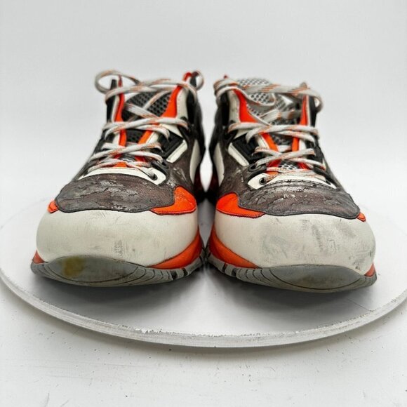 Lanvin Men Size 8 Silver Metallic White Orange Mesh Low Trainer Running Shoes - Picture 2 of 14